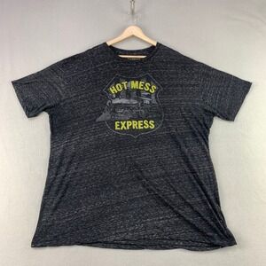 Chive Tees Hot Mess Express T-Shirt Mens 3XL Black Heather Graphic Crew Neck
